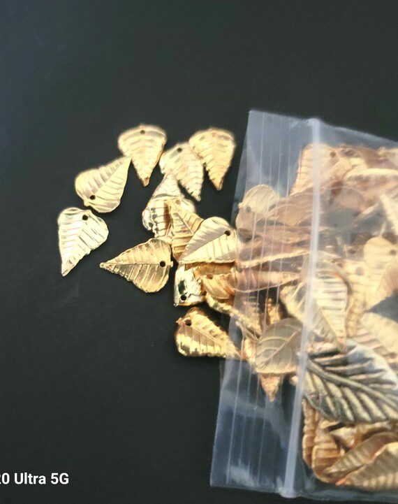 Bag of Gold Beads and Leaves