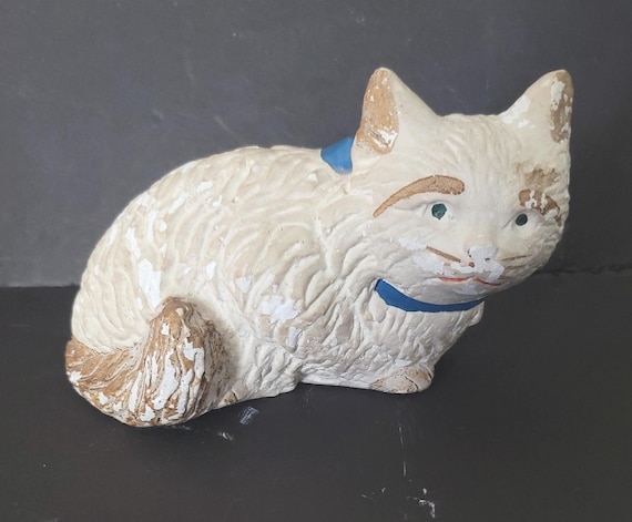 Antique Chalkware Doorstop Cat circa 1905