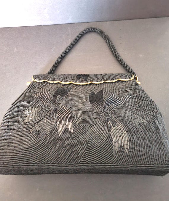 Vintage Black Beaded Evening Purse