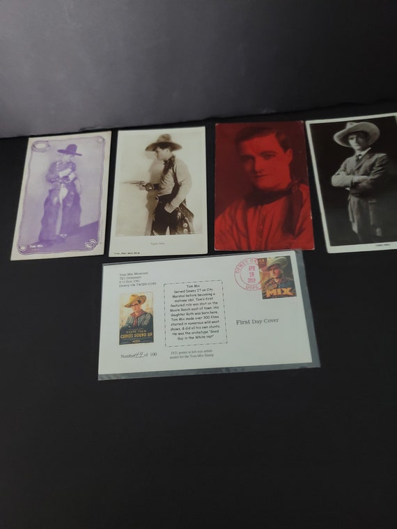 Tom Mix Postcards and Commemorative Stamp and Envelope