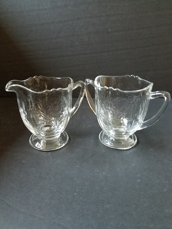 Crystal Sunflower Creamer and Sugar Bowl