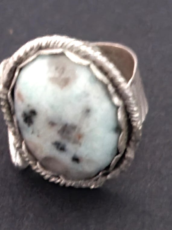 Moss Agate and Sterling Ring Size 6