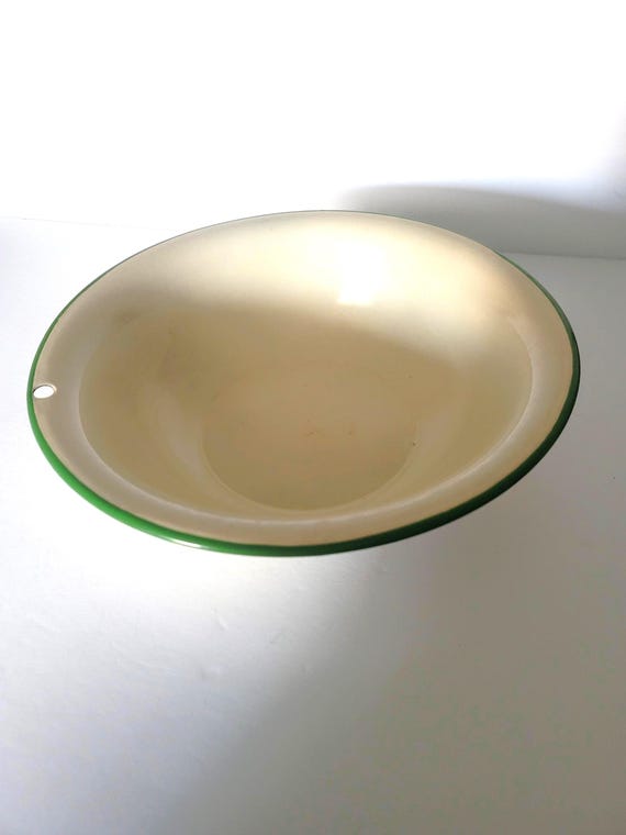 Ivory and Green Enamelware 'Bowl