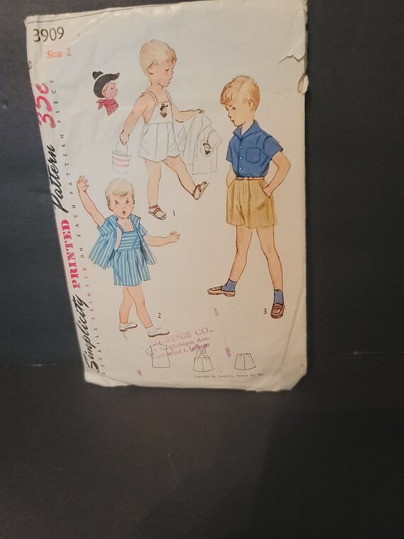 Simplicity Vintage Pattern 3909 Boys