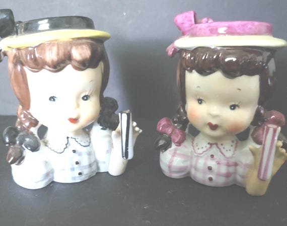 Vintage Girl Head Vases Made in Japan