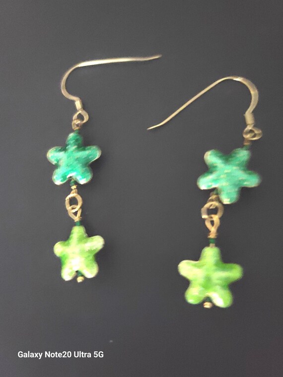 Green Starfish Earrings OOAK