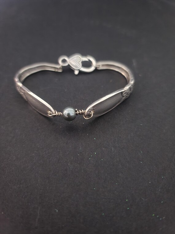 White Orchid Silverplate Utensil Bracelet