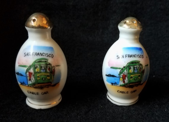 1950s San Francisco Cable Car Salt and Pepper Shakers