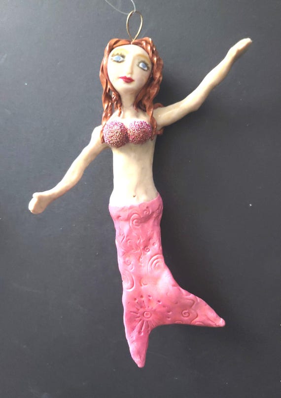 Pink Mermaid with Ginger Hair