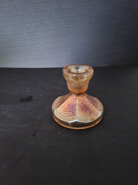 Marigold Carnival Glass Candle Holder