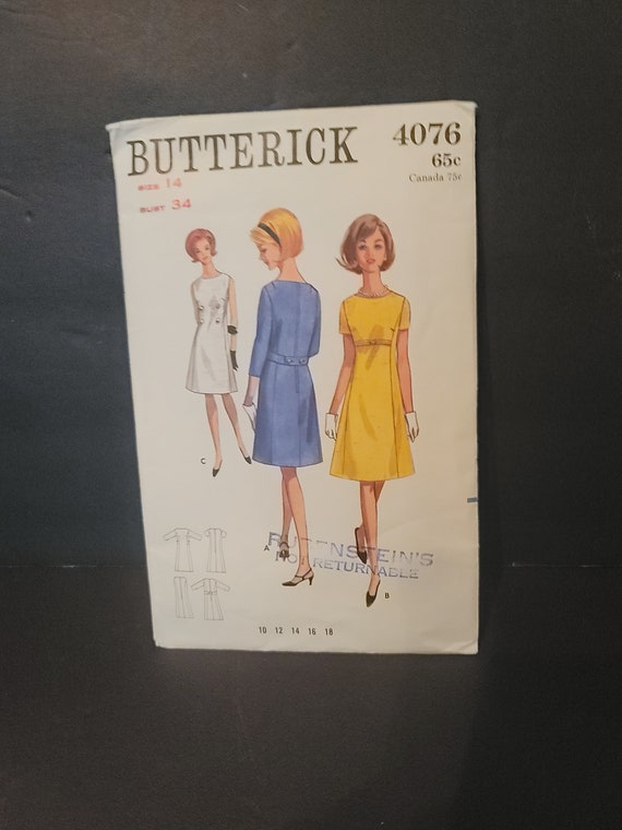 1060s Butterick Dress Pattern 4076