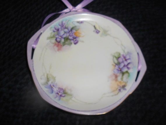 Lavender Floral Plate 1950s