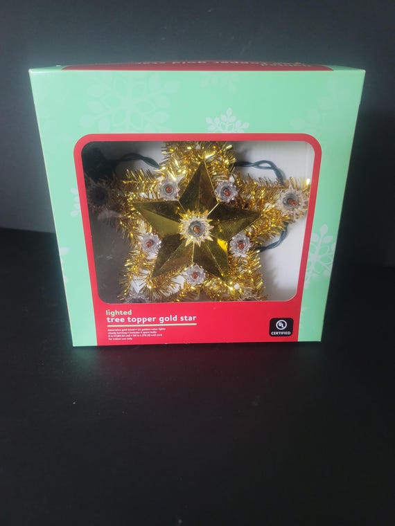 Lighted Tree Topper Gold Star 90s replica