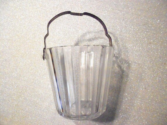 Mid Century Paneled Glass Ice Bucket