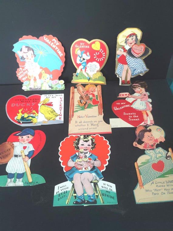 Set of Nine Vintage Valentines
