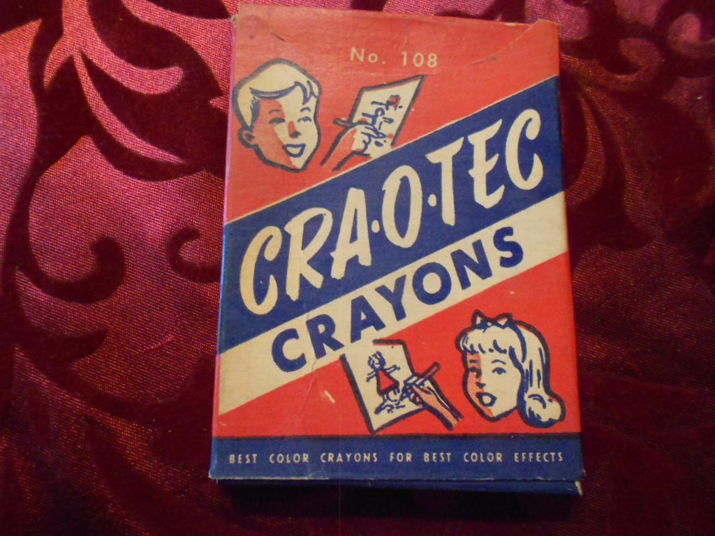 vintage Kindergarten school classroom crayons Sargent in lift top boxD