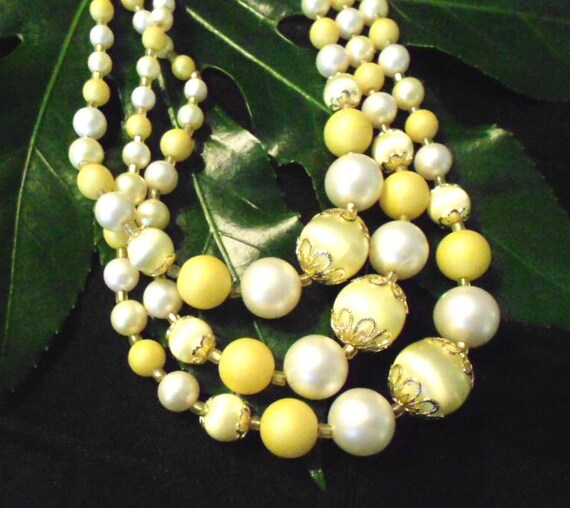 Three Strand Vintage Necklace in Yellow