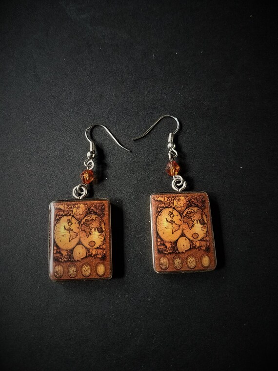 Old World Map Earrings