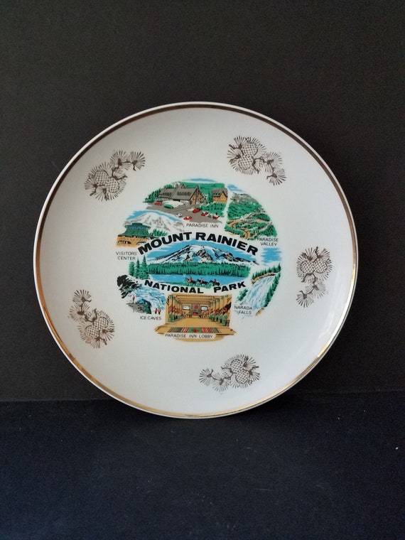 50s Mt Rainier National Park Souvenir Plate