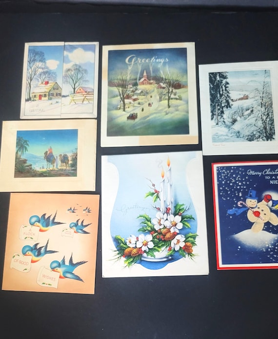 Set of 7 Christmas Cards 1940s