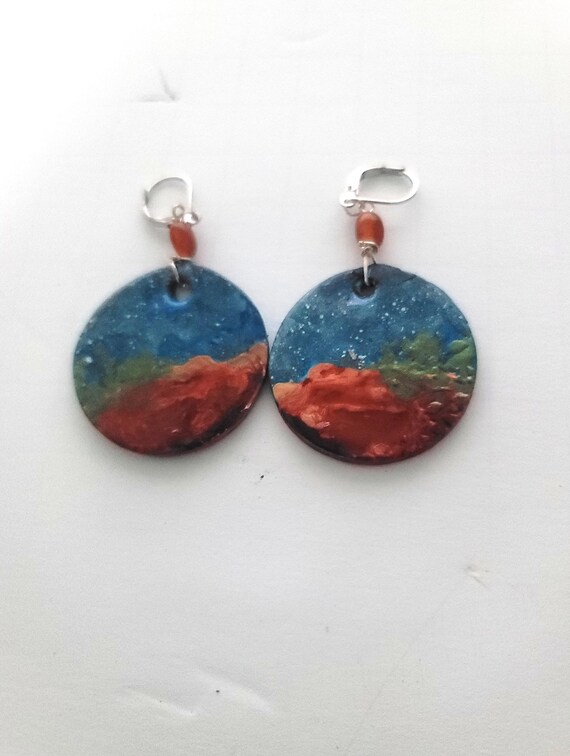 Sedona Style Round Earrings OOAK Handmade