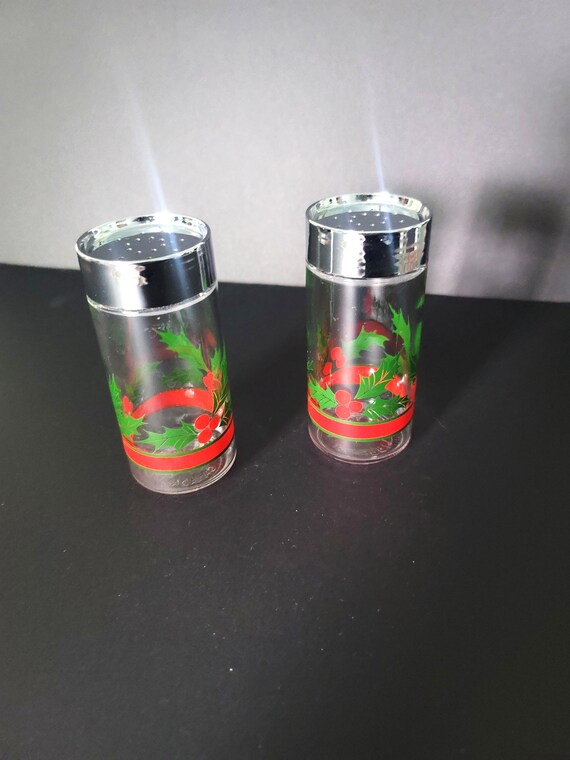 Libby Glass Holly and Berries Salt and Pepper Shakers