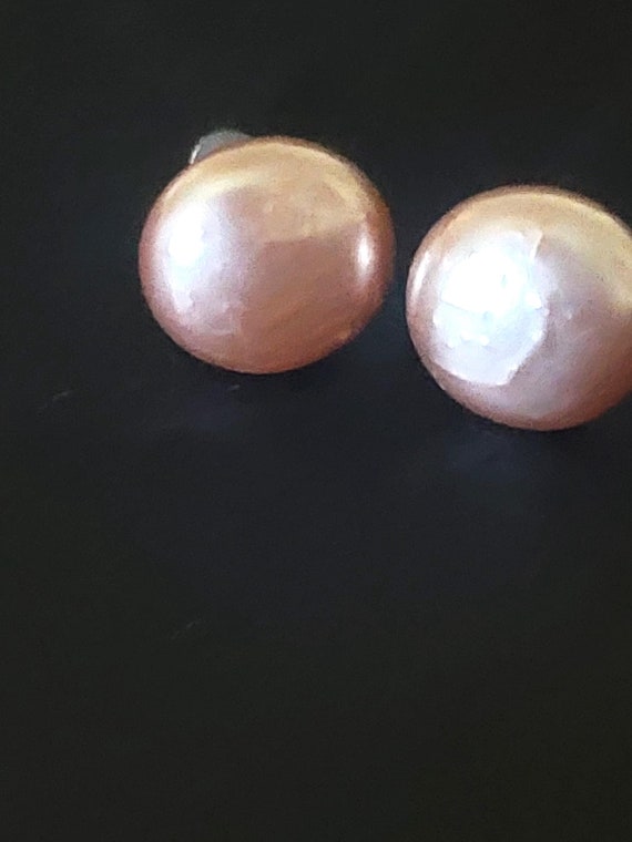 Pink Button Screw On Earrings