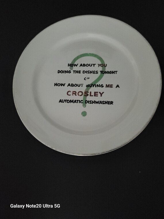 Crosley New Dishwasher Plate 1950s