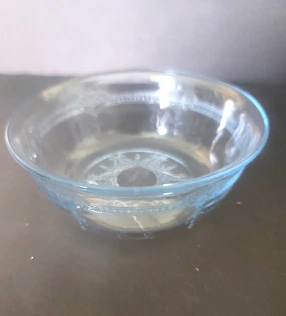 Fire King 1930s Philbe Trandparent Blue Cereal Bowl