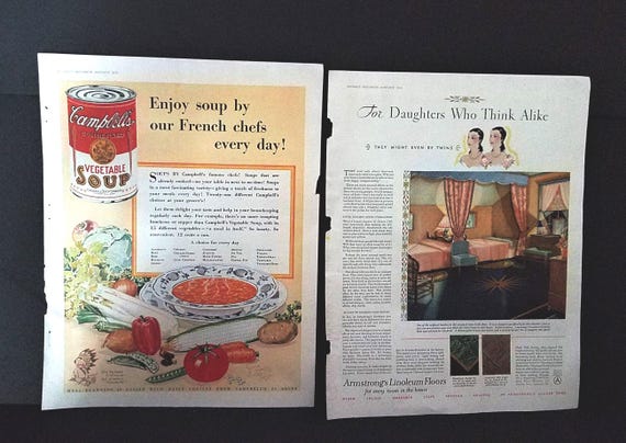 1930 Campbell's Soup and Armstrong Floor Ads