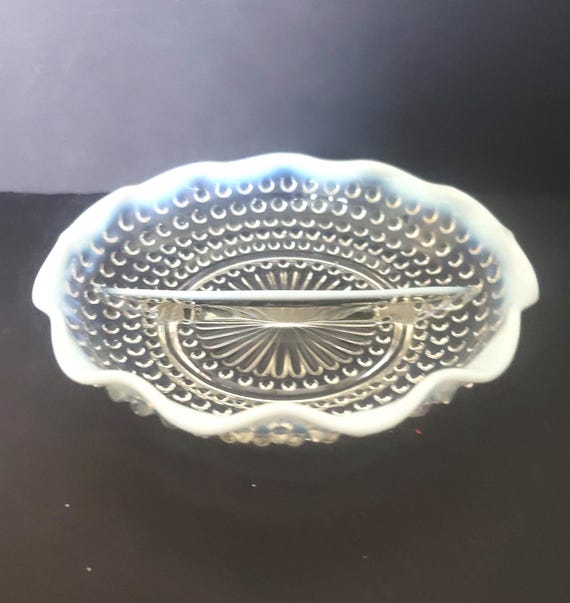 Anchor Hocking Moonstone Opalescent Hobnail Divided Dish
