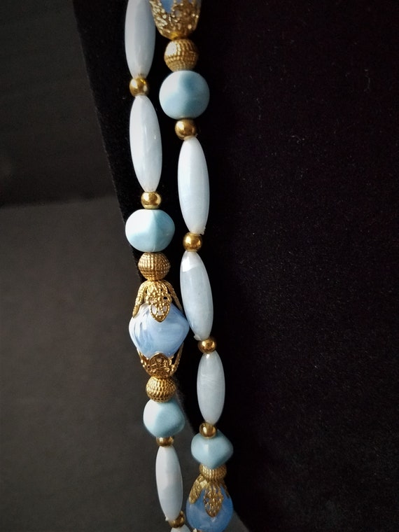 Light Blue and Gold Vintage Necklace - image 2