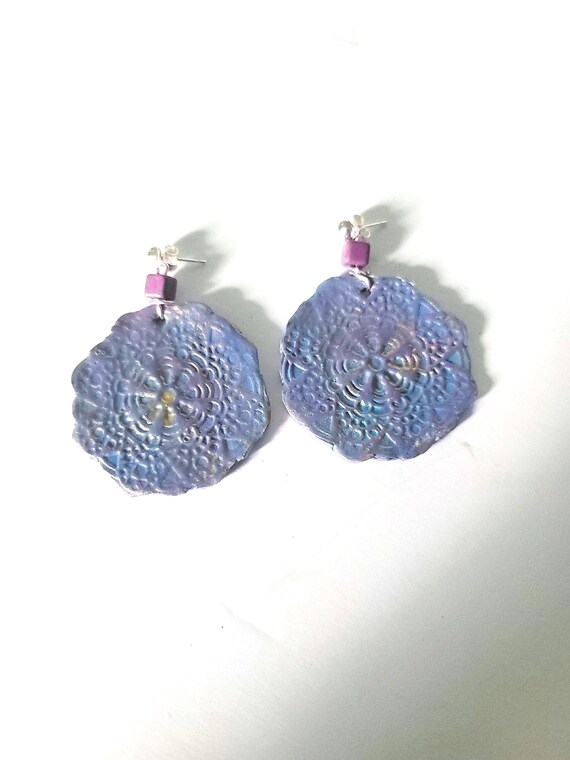 Blue and Purple Mandala Earrings