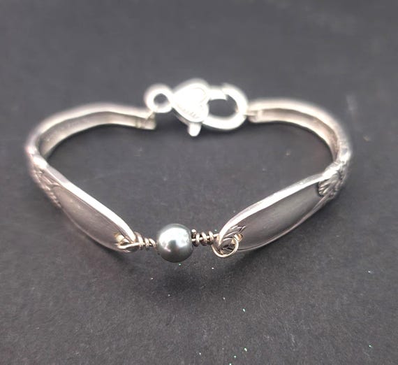 White Orchid Silverplate Utensil Bracelet