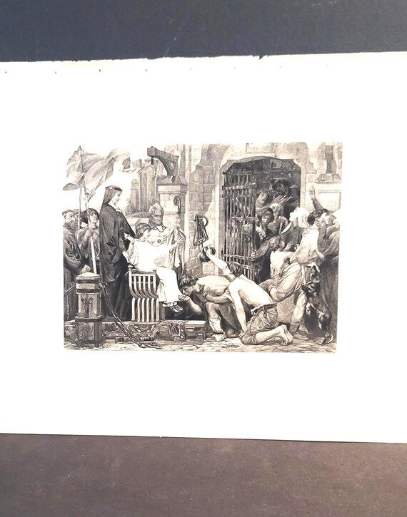 Louis IX Opens the Jails of France Photogravure Print 1890s