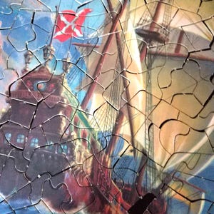 Antique Jigsaw Picture Puzzle Port of Hearts Desire image 4