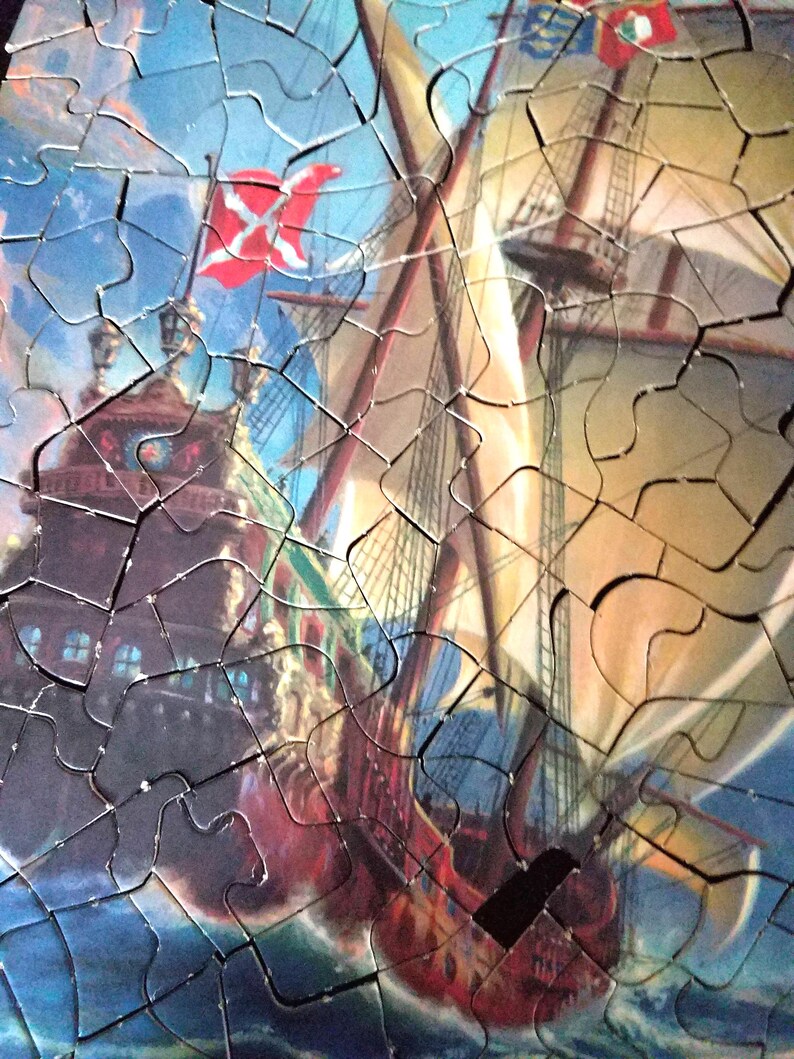 Antique Jigsaw Picture Puzzle Port of Hearts Desire image 4