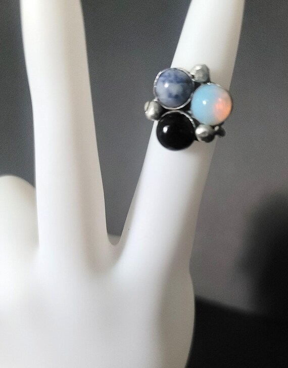 Sodalite, Onyx and Moonstone Ring Size 5