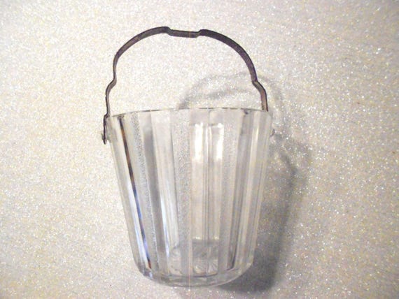Mid Century Paneled Glass Ice Bucket
