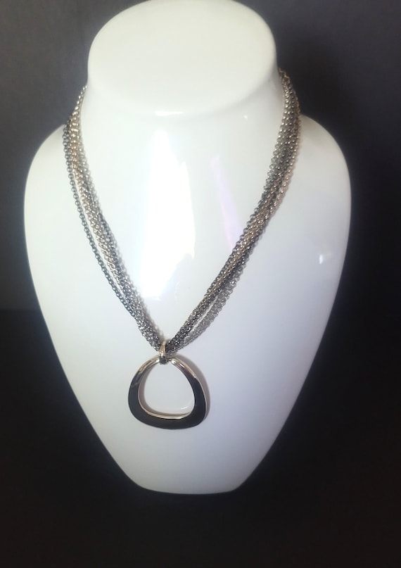 Multi-Chain Necklace, 6-Chain Silver Gold Gunmetal, Lobster Clasp