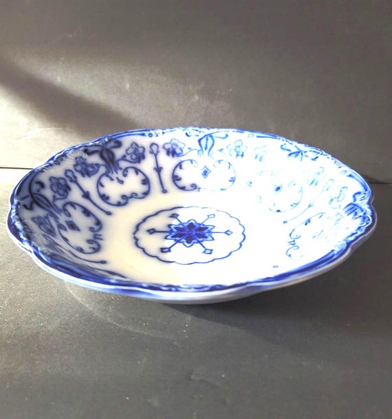 Flow Blue Conway Wharf Pottery Soup Bowls