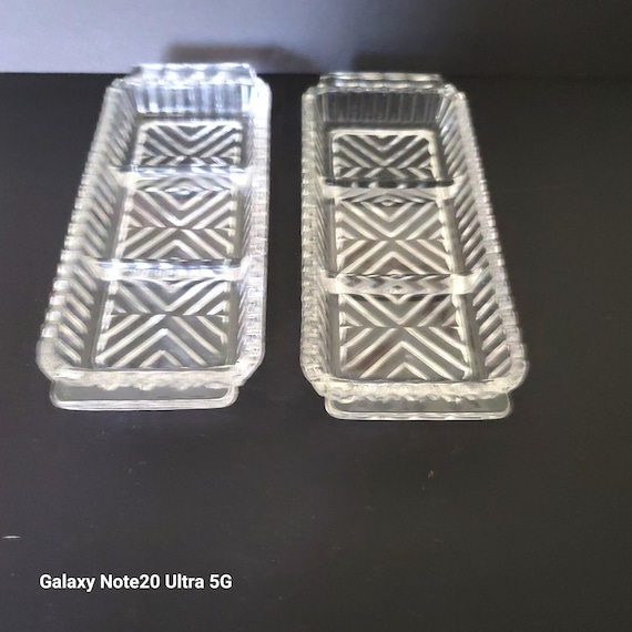 Clear Glass Crystal Relish Trays with Dividers circa 1940
