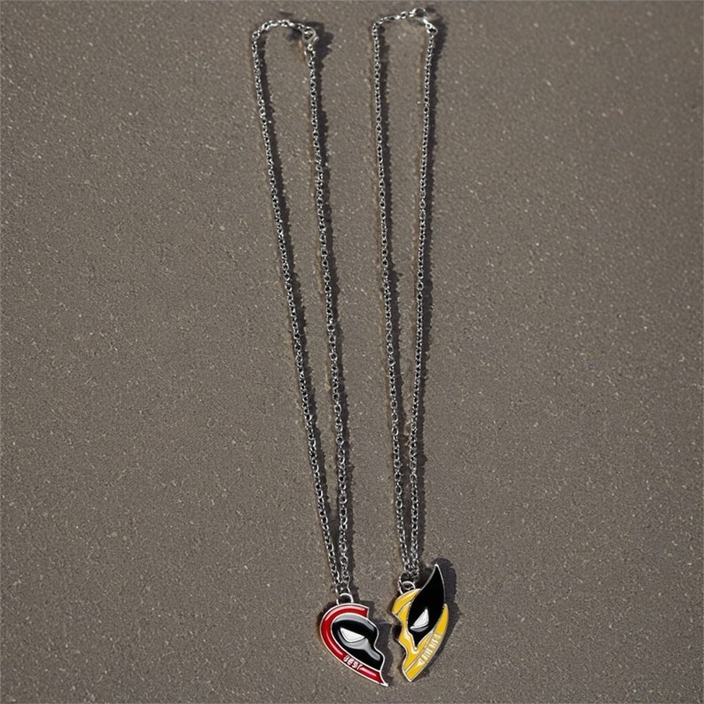 Deadpool & Wolverine Best Friend Heart Pendant Deadpool 3 Necklace BFF Friendship Matching