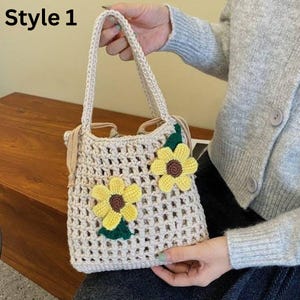 Crochet Flower Bag, Crossbody Bag, Handmade Flowers Bag, Knitted Flower Bag, Crochet Purse, Handmade Bag, Gift for Her, Birthday Gift, Gift