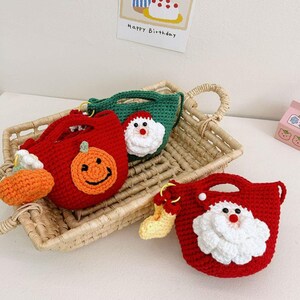 Handcrafted Crochet Bag, Knitted Santa Bags, Bags for Women, Crochet Purse, Gift for Her, Unique Gift, Birthday Gift, Cute Christmas Gift