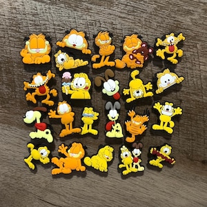 Orange Tabby Cat Persian Cat Clog Charms - Funny Lazy Gar Shoe Charms - Comedy Cartoon Movie T.V Show - Adult, Teens, Kids, Children Gifts