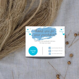 Thank You for Your Purchase Card | Editable Business Thank You Canva Template | Blue Printable Download