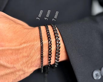 Chain Link Bracelet, Stainless Steel Cuban Link Bracelet, Unisex Curb Chain Jewelry, Gift For him