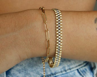 Stainless Steel Paper Clip Chain Bracelet Men and Women, Men's  Bracelets Unisex Minimalist Link Chain Jewelry, Gift for Her
