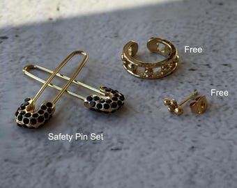 Safety Pin Earrings Stainless Steel Waterproof Earrings, Minimalist Jewelry, Safety Pin Jewelry